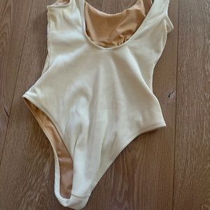 High waist white one piece